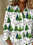 Shirt Collar Regular Sleeve Long Sleeve Christmas Buckle Regular Loose Button Up Shirt Shirt For Women