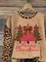 Casual Crew Neck Leopard Sweatshirt Printing