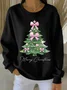 Casual Crew Neck Christmas Sweatshirt Printing