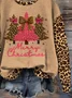 Casual Crew Neck Leopard Sweatshirt Printing