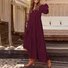 Women Plain Spring/Fall Dress V Neck Long Sleeve A-Line Dress