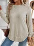 Plain Crew Neck Jersey Casual Knit Top