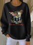 Casual Crew Neck Christmas Sweatshirt Printing
