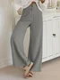 Women Plain Long Elastic Waist Pants Casual Spring/Fall Trousers