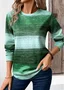 Vintage Striped Crew Neck Long Sleeve T-shirt