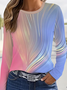 Casual Abstract Crew Neck Long Sleeve T-shirt