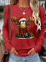 Casual Christmas Crew Neck Long Sleeve T-shirt