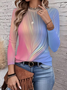 Casual Abstract Crew Neck Long Sleeve T-shirt