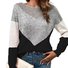 Geometric Elegant Crew Neck Loose Knit Top