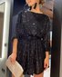 Women Plain Spring/Fall Glitter Dress Crew Neck Long Sleeve H-Line Dress