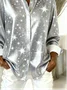 Shirt Collar Long Sleeve Star Regular Loose Shirt For Women