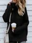Women Plain Long Sleeve Comfy Street Split Joint Sweater