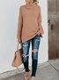 Women Plain Long Sleeve Comfy Street Split Joint Sweater