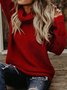 Women Plain Long Sleeve Comfy Street Split Joint Sweater
