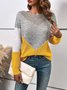 Geometric Elegant Crew Neck Loose Knit Top