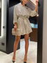 Women Plain Spring/Fall Glitter Dress Crew Neck Long Sleeve H-Line Dress