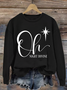Casual Crew Neck Text Letters Sweatshirt Printing