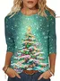 Casual Christmas Crew Neck Long Sleeve T-shirt