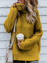 Women Plain Long Sleeve Comfy Street Split Joint Sweater