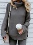 Women Plain Long Sleeve Comfy Street Split Joint Sweater