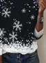 Casual Christmas Crew Neck Long Sleeve T-shirt
