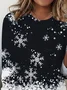 Casual Christmas Crew Neck Long Sleeve T-shirt