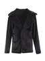 Women Spring/Fall Outerwear Casual Split Joint Plain Long Sleeve Lapel Collar Jacket
