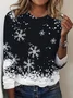 Casual Christmas Crew Neck Long Sleeve T-shirt