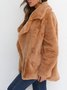 Women Spring/Fall Outerwear Casual Split Joint Plain Long Sleeve Lapel Collar Jacket