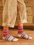 Chunky Knit Thick Warm Mid-calf Socks With Ethnic Retro Geometric Pattern