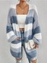Women Nylon Striped Long Sleeve Comfy Casual Cardigan