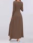 Women Plain Spring/Fall Dress Crew Neck Long Sleeve A-Line Dress
