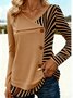 Casual Zebra V Neck Long Sleeve T-shirt