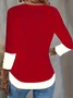Casual Christmas V Neck Long Sleeve T-shirt