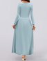 Women Plain Spring/Fall Dress Crew Neck Long Sleeve A-Line Dress