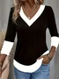 Casual Christmas V Neck Long Sleeve T-shirt