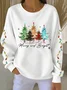Casual Crew Neck Christmas Sweatshirt Printing