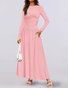 Women Plain Spring/Fall Dress Crew Neck Long Sleeve A-Line Dress