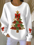 Casual Crew Neck Christmas Sweatshirt Printing