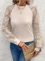 Elegant Lace Crew Neck Long Sleeve T-shirt