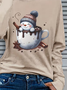 Casual Christmas Snowman Crew Neck Long Sleeve T-shirt