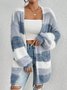 Women Nylon Striped Long Sleeve Comfy Casual Cardigan
