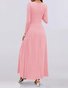 Women Plain Spring/Fall Dress Crew Neck Long Sleeve A-Line Dress