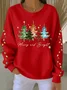 Casual Crew Neck Christmas Sweatshirt Printing