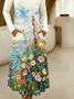 Women Floral Spring/Fall Dress Sweetheart Neckline Long Sleeve A-Line Dress