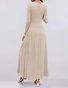 Women Plain Spring/Fall Dress Crew Neck Long Sleeve A-Line Dress