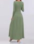 Women Plain Spring/Fall Dress Crew Neck Long Sleeve A-Line Dress