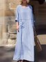 Women Plain Spring/Fall Dress Crew Neck Long Sleeve A-Line Dress