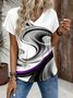Casual Abstract V Neck Short Sleeve T-shirt