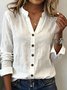 Crew Neck Long Sleeve Plain Regular Regular Fit Shirt For Women
